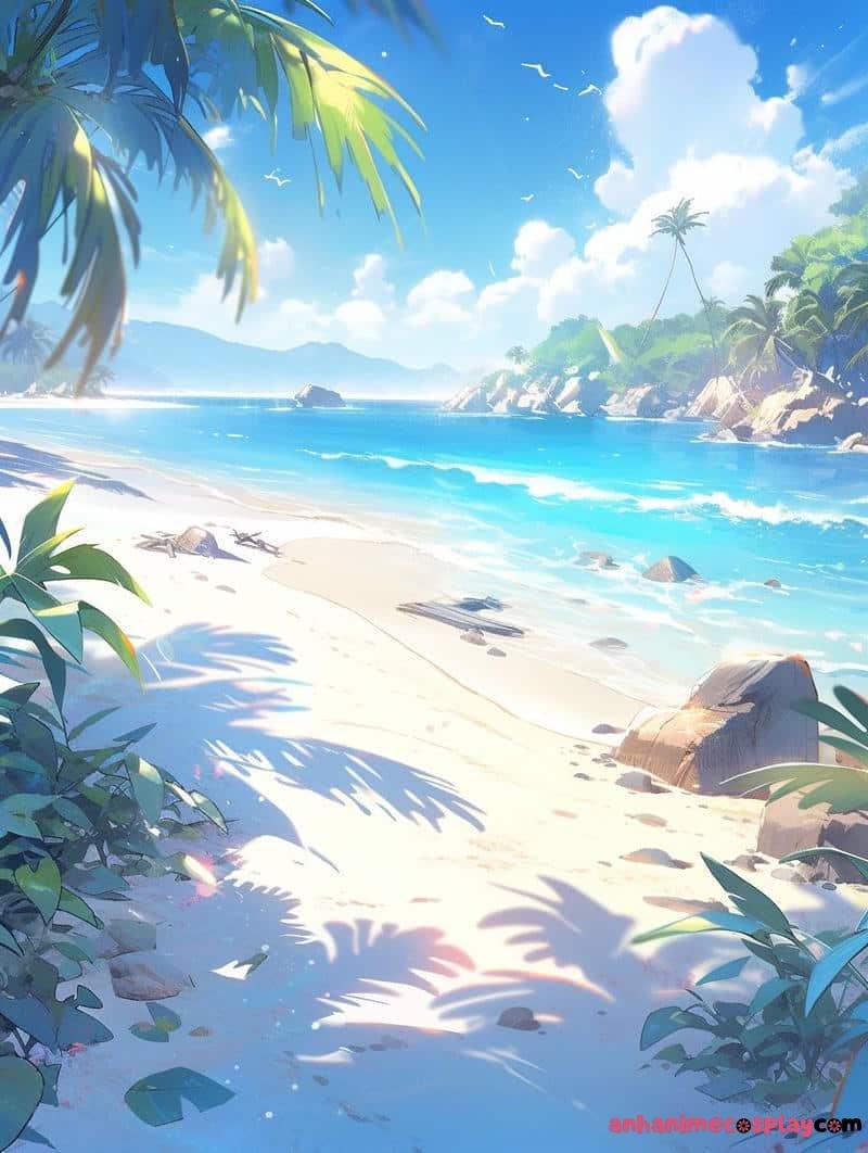 biển anime nắng